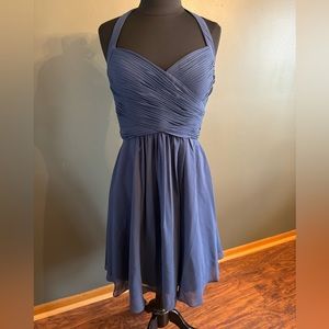 Simply Navy Halter Sweetheart Chiffon Dress